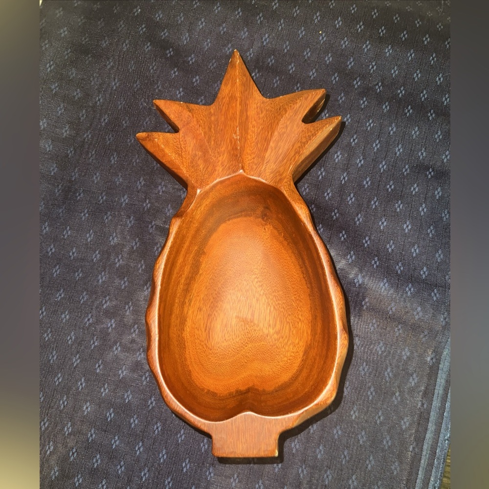Wood Hand Carved Wood Pineapple Dish